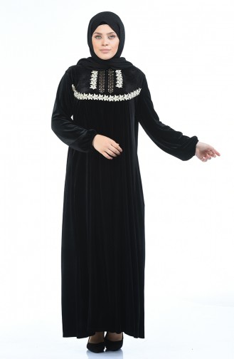 Robe Velours a Dentelle Grande Taille 7970-05 Noir 7970-05