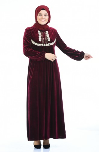 Claret Red Hijab Dress 7970-06