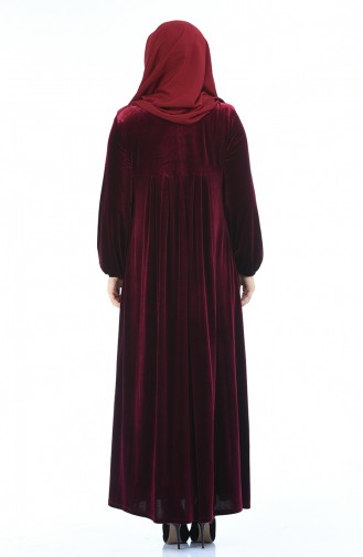 Robe Velours a Dentelle Grande Taille 7970-06 Bordeaux 7970-06