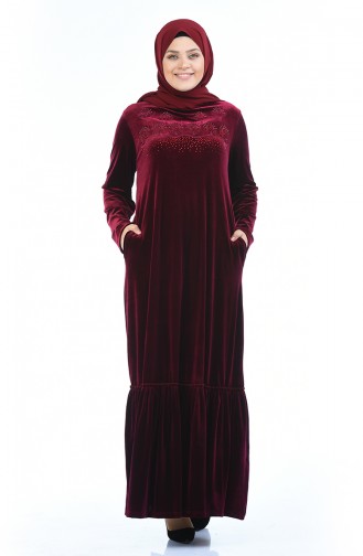 Claret Red Hijab Dress 7971-01