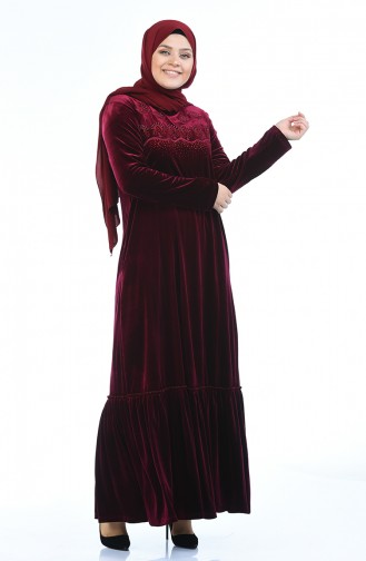 Claret Red Hijab Dress 7971-01