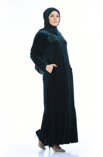 Robe Velours Grande Taille 7971-02 Vert emeraude 7971-02