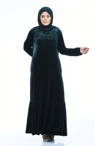 Robe Velours Grande Taille 7971-02 Vert emeraude 7971-02