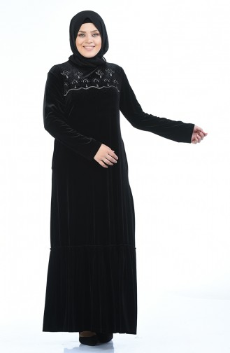 Robe Velours Grande Taille 7971-03 Noir 7971-03