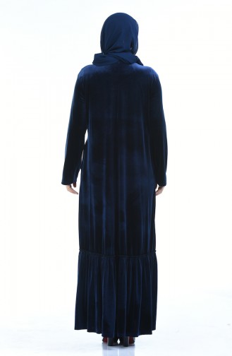 Navy Blue Hijab Dress 7971-04