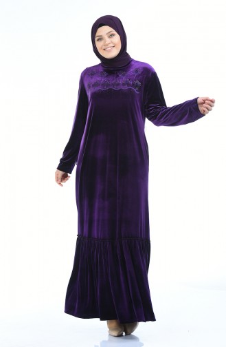 Robe Velours Perlées Grande Taille 7971-06 Pourpre 7971-06