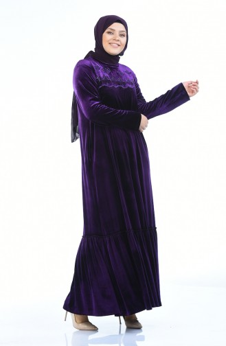 Robe Velours Perlées Grande Taille 7971-06 Pourpre 7971-06