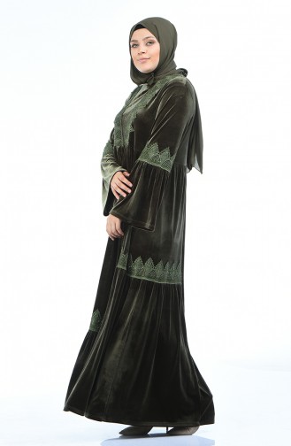 Khaki Hijab Dress 7986-02