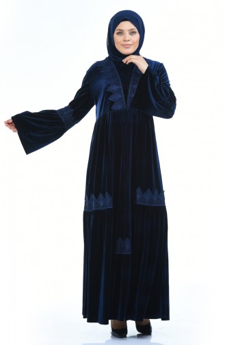 Navy Blue Hijab Dress 7986-04