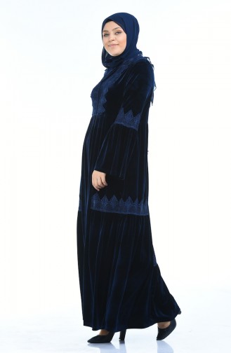 Navy Blue Hijab Dress 7986-04