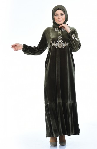 Khaki Hijab Dress 7987-02