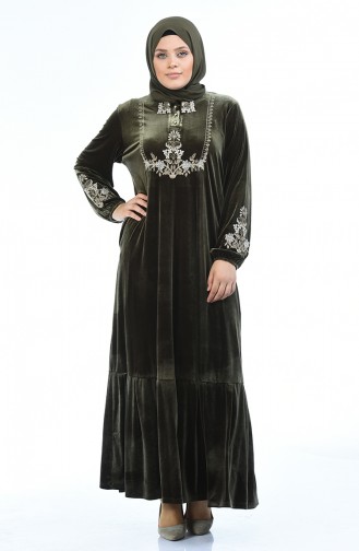 Khaki Hijab Kleider 7987-02
