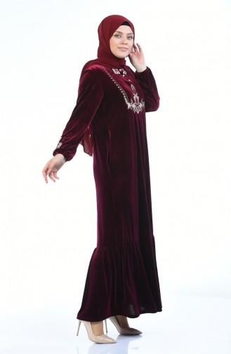 Weinrot Hijab Kleider 7987-04