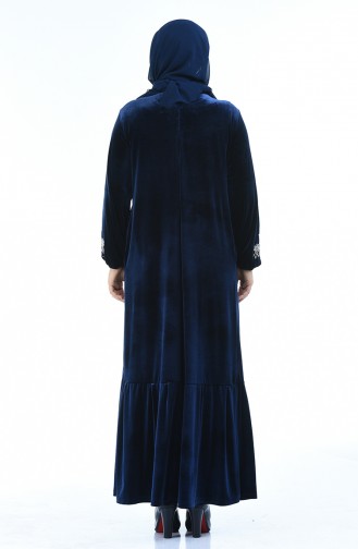 Navy Blue Hijab Dress 7987-06