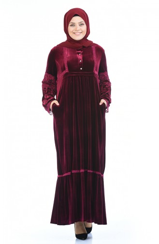 Robe Velours Grande Taille 7988-01 Bordeaux 7988-01