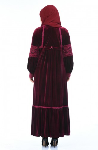 Claret Red Hijab Dress 7988-01