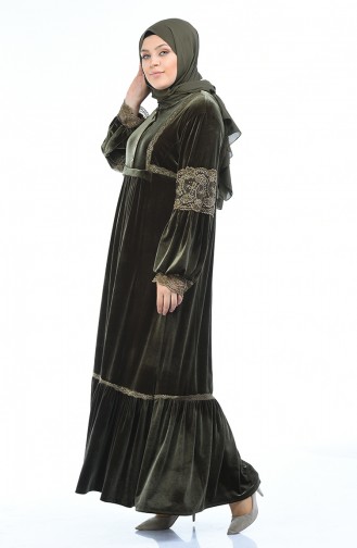 Khaki Hijab Dress 7988-02