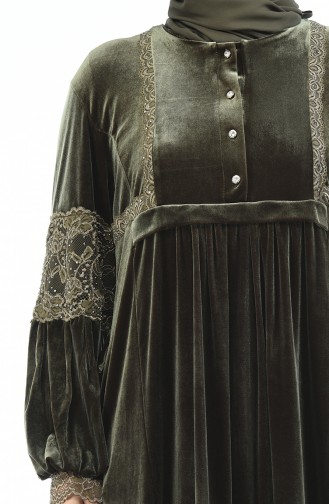 Khaki Hijab Dress 7988-02
