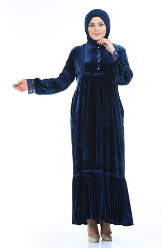 Navy Blue Hijab Dress 7988-05
