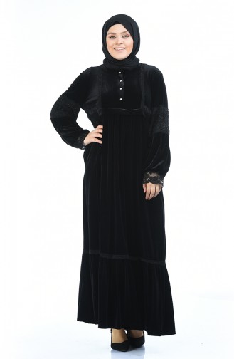 Schwarz Hijab Kleider 7988-06