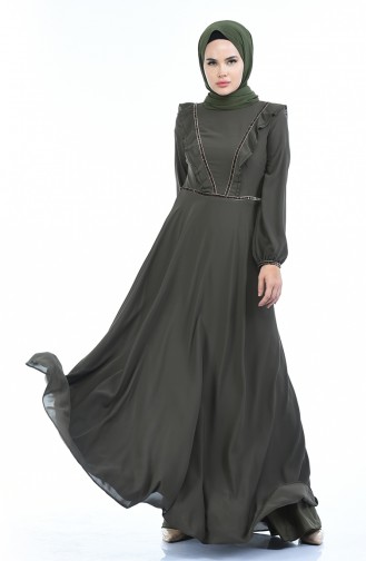 Khaki Hijab Dress 28306-01