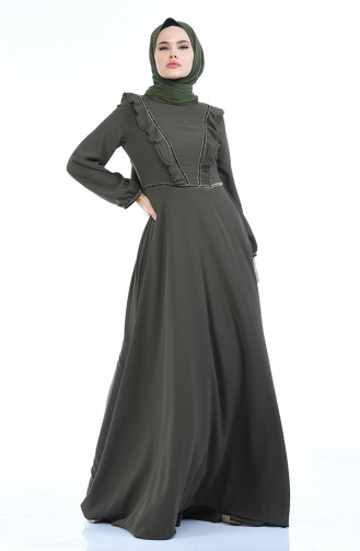 Khaki Hijab Dress 28306-01