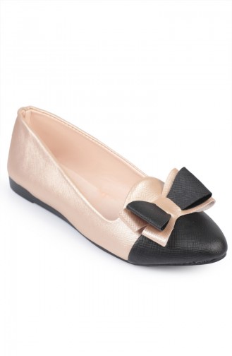 Black Pink Flat Shoes For Women 6618-8