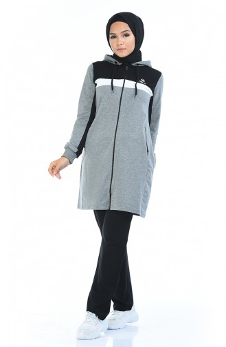 Ensemble Survêtement a Fermeture 95173-01 Noir Gris 95173-01