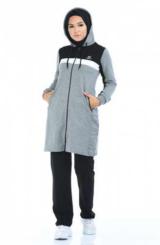 Ensemble Survêtement a Fermeture 95173-01 Noir Gris 95173-01