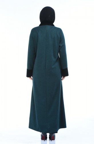Abaya a Fourrure Grande Taille 7980-01 Vert emeraude 7980-01