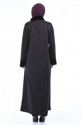 Abaya a Fourrure Grande Taille 7980-03 Pourpre 7980-03