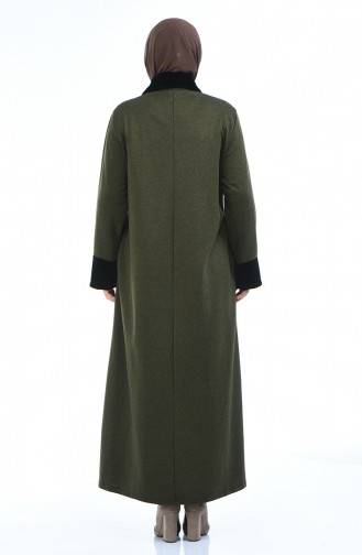 Abaya a Fourrure Grande Taille 7980-04 Khaki 7980-04