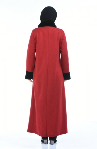 Abaya a Fourrure Grande Taille 7980-06 Bordeaux 7980-06