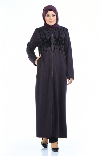 Abaya avec Poches Grande Taille 7992-02 Pourpre 7992-02