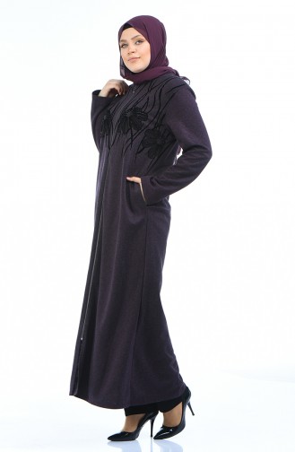 Abaya avec Poches Grande Taille 7992-02 Pourpre 7992-02