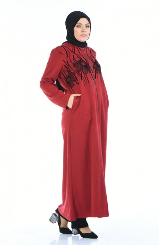 Abaya avec Poches Grande Taille 7992-04 Rouge 7992-04