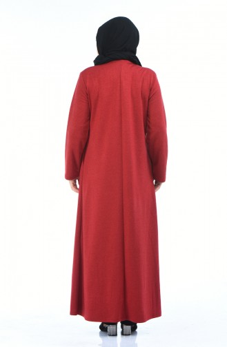 Abaya avec Poches Grande Taille 7992-04 Rouge 7992-04