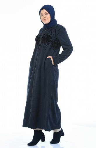 Abaya avec Poches Grande Taille 7992-06 Bleu marine 7992-06