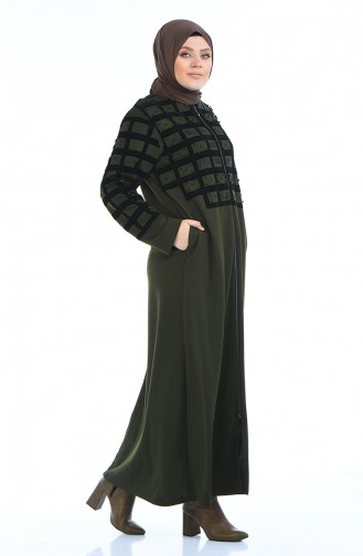 Abaya Perlées Grande Taille 7993-01 Khaki 7993-01