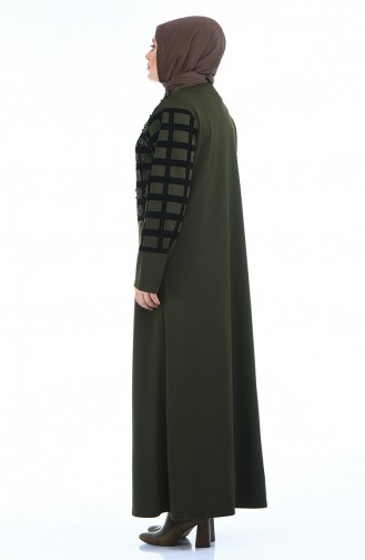 Abaya Perlées Grande Taille 7993-01 Khaki 7993-01