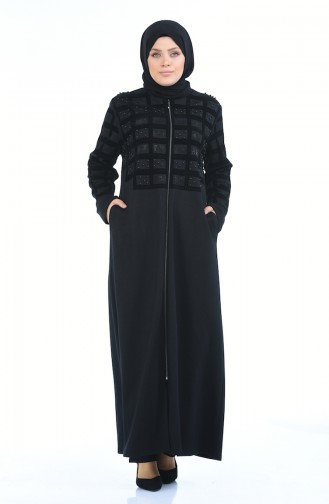 Abaya Perlées Grande Taille 7993-02 Antracite 7993-02