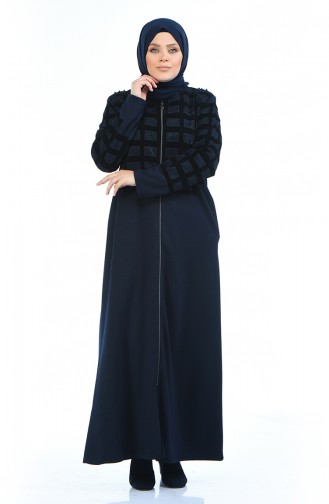 Grosse Grösse Perlen Abaya 7993-03 Dunkelblau 7993-03