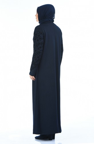 Abaya Perlées Grande Taille 7994-01 Bleu Marine 7994-01