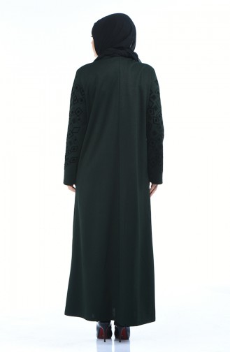 Abaya Perlées Grande Taille 7994-02 Vert emeraude 7994-02