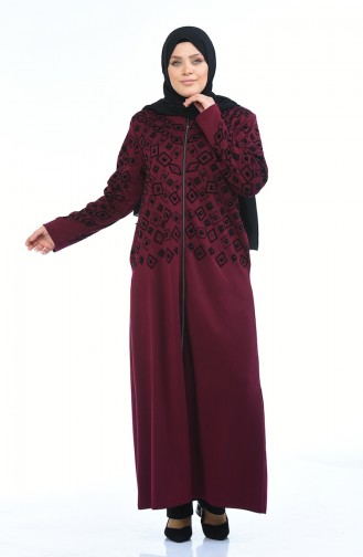 Abaya Perlées Grande Taille 7994-03 Plum 7994-03