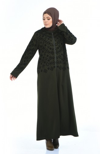 Abaya Perlées Grande Taille 7994-04 Khaki 7994-04