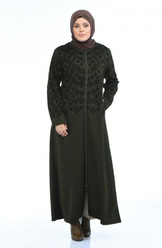 Abaya Perlées Grande Taille 7994-04 Khaki 7994-04