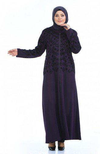 Abaya Perlées Grande Taille 7994-06 Pourpre 7994-06