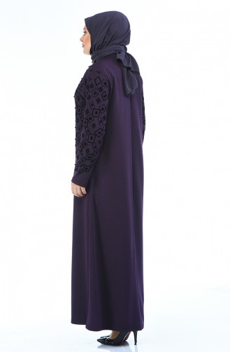 Abaya Perlées Grande Taille 7994-06 Pourpre 7994-06