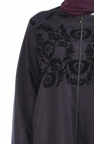 Abaya Imprimé de Pierre Grande Taille 7999-01 Pourpre 7999-01